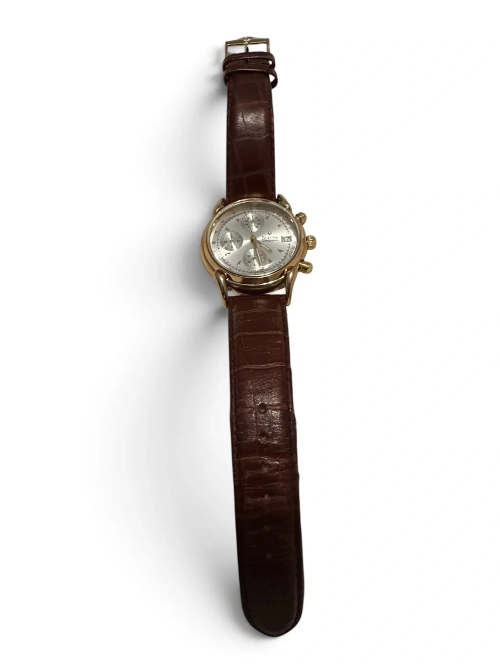 Vintage Bulova BVC302 46121 Gold Plated Chronograph Watch w/ Box